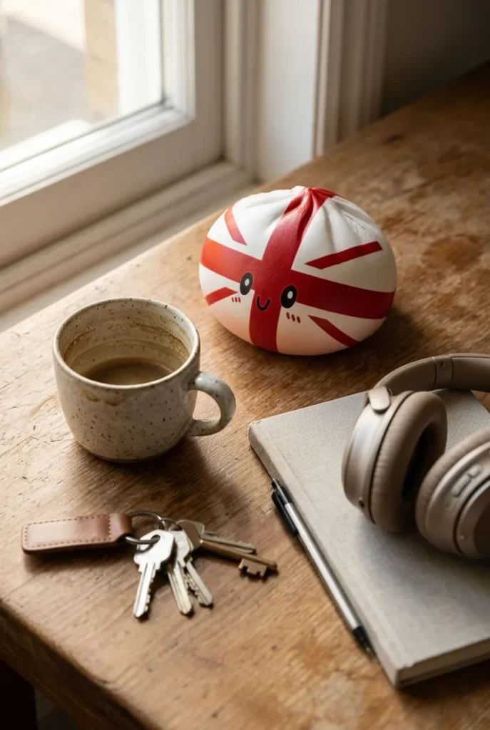 Flag Squishy Toy Dumpling Großbritannien auf dem Schreibtisch