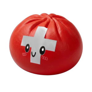 Flag Squishy Toy Schweiz – Dumpling mit Schweizer Kreuz beim Drücken, weiches Material