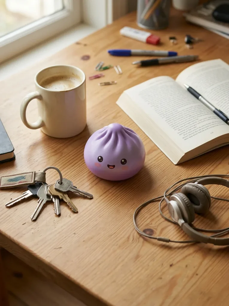 Dumpling Squishy Mystery Kuschel-Überraschung auf dem Schreibtisch