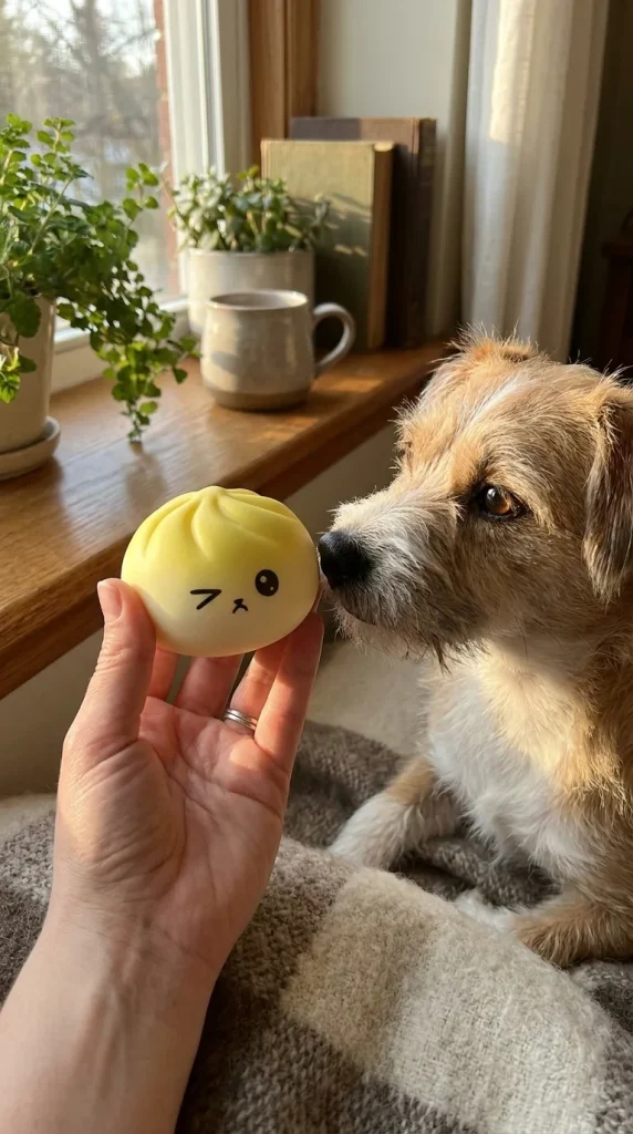 Mystery Dumpling Squishy Viral-Trend mit einem Kuscheltier