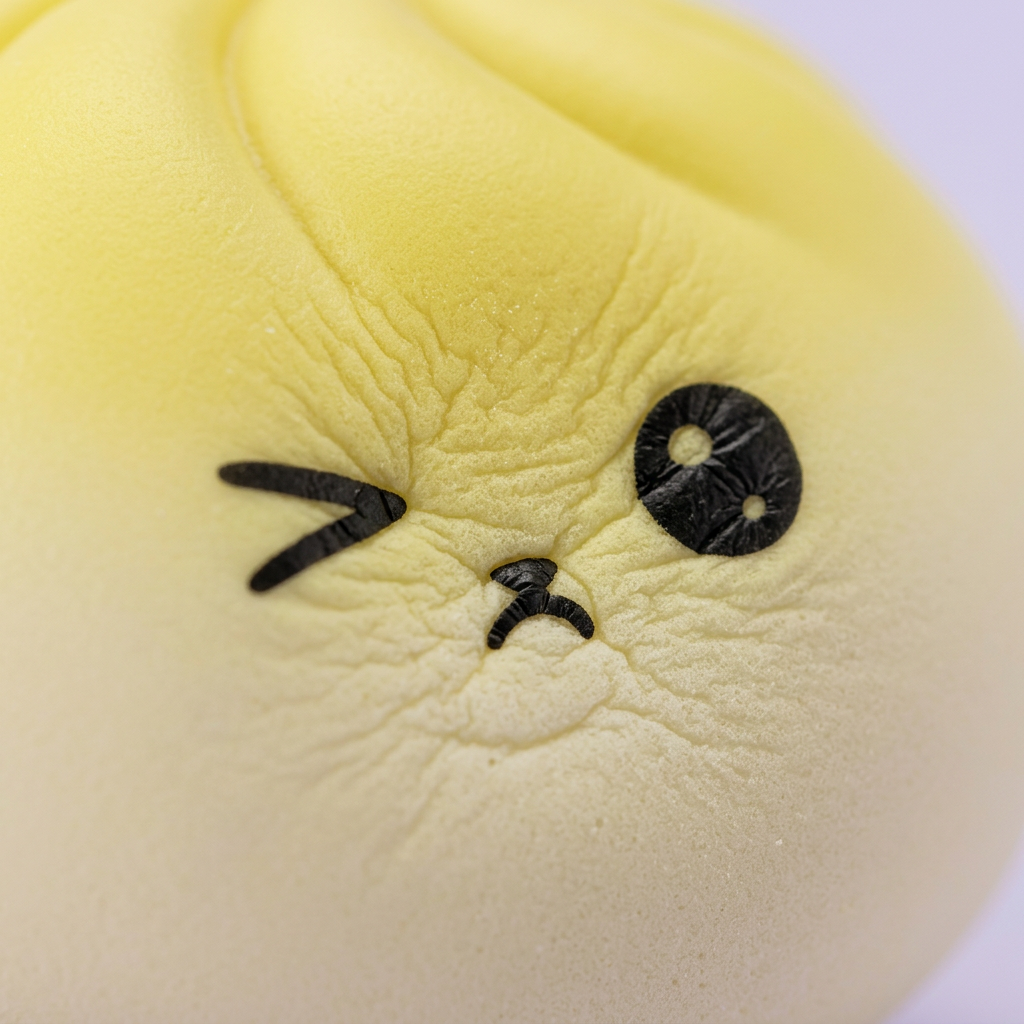 Mystery Dumpling Squishy Viral-Trend — Makro-Nahaufnahme der Textur