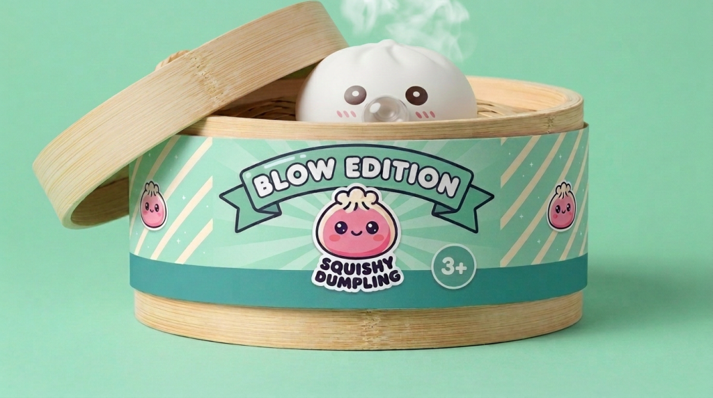 Giant Dumpling Squishy Wolke Weiß im Bambus-Dämpfkörbchen