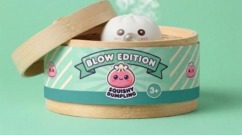Giant Dumpling Squishy Wolke Weiß im Bambus-Dämpfkörbchen