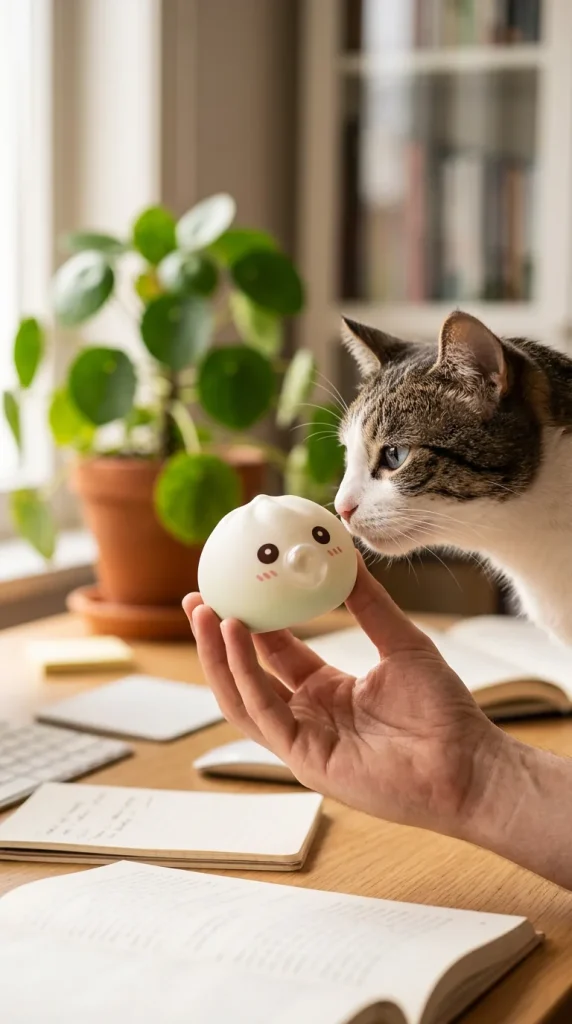 Giant Dumpling Squishy Wolke Weiß mit einem Kuscheltier