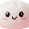 Dumpling Squishy Schneeweiß mit Bambuskörbchen beim Drücken, weiches Material