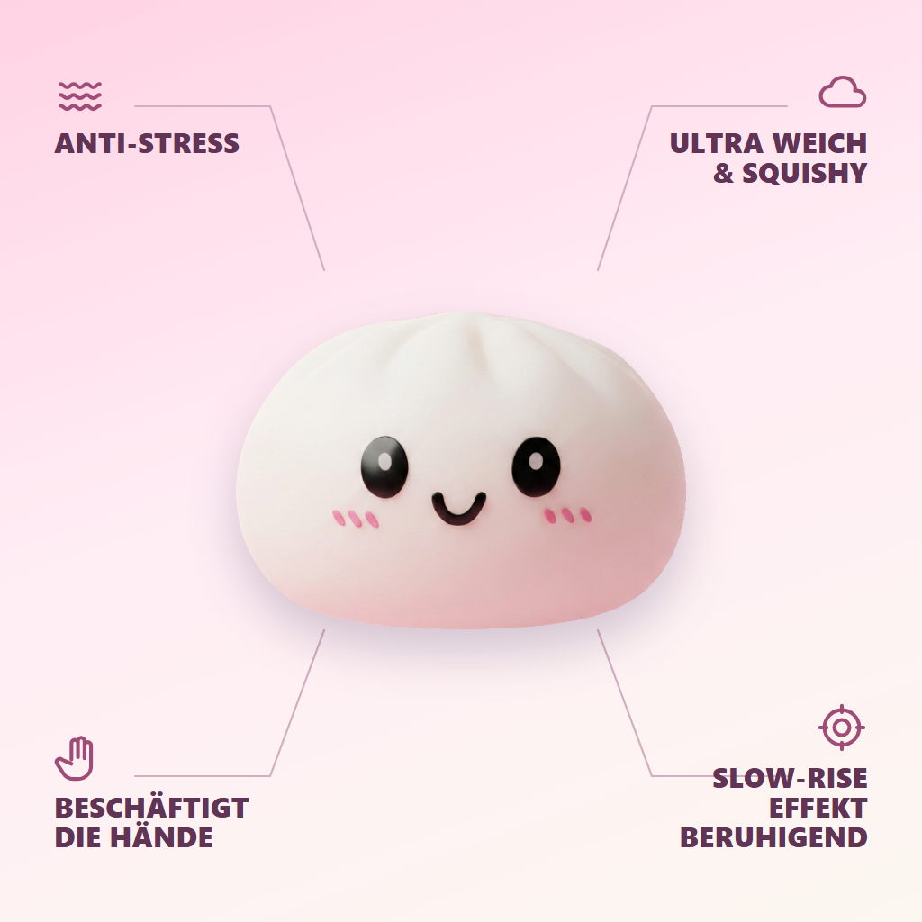 Dumpling Squishy Schneeweiß mit Bambuskörbchen — seine Vorteile