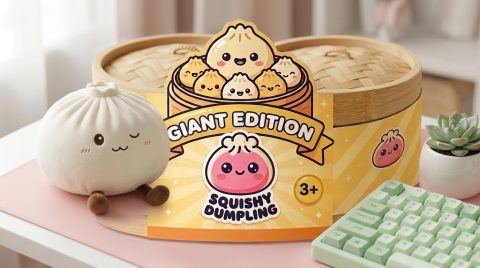 Dumplings Squishy Toy Weiß XXL in seiner kawaii Umgebung