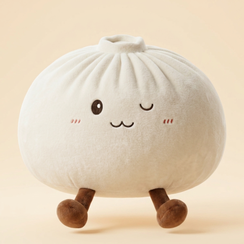 Dumplings Squishy Toy Weiß XXL in der Hand gehalten, echte Größe
