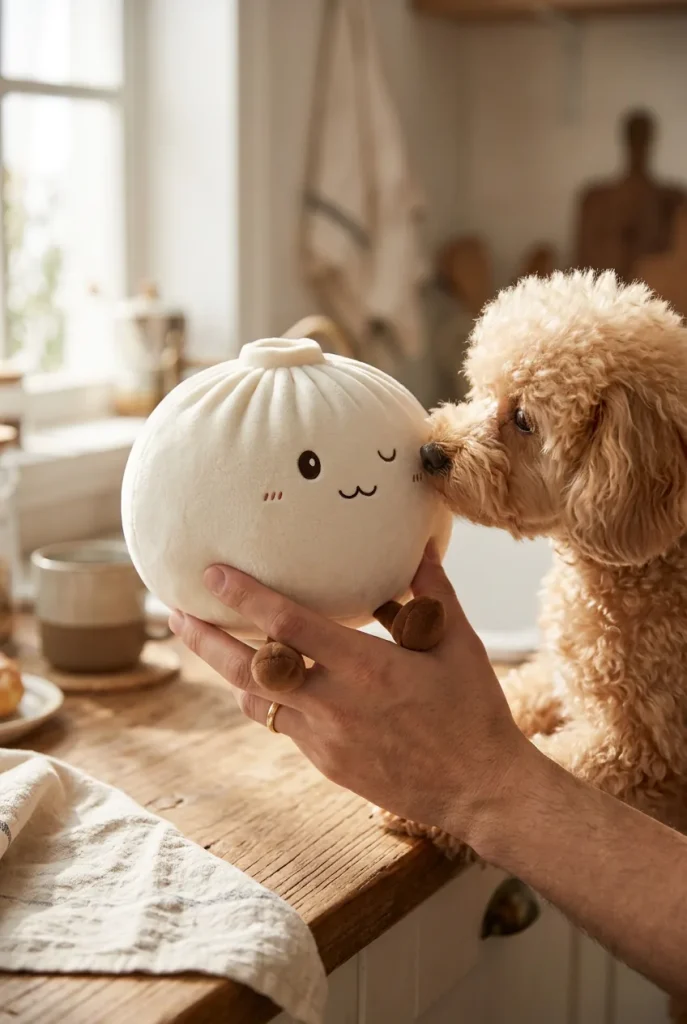 Dumplings Squishy Toy Weiß XXL mit einem Kuscheltier