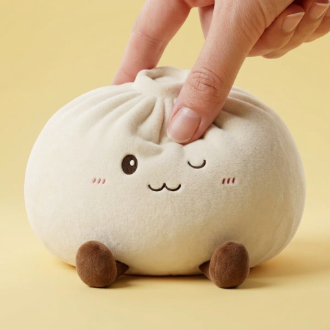 Dumplings Squishy Toy Weiß XXL beim Drücken, weiches Material