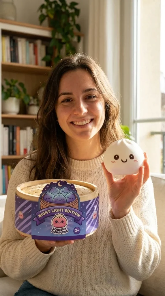 Dumpling Squishy Nachtlicht Weiß Mondlicht mit seiner Box