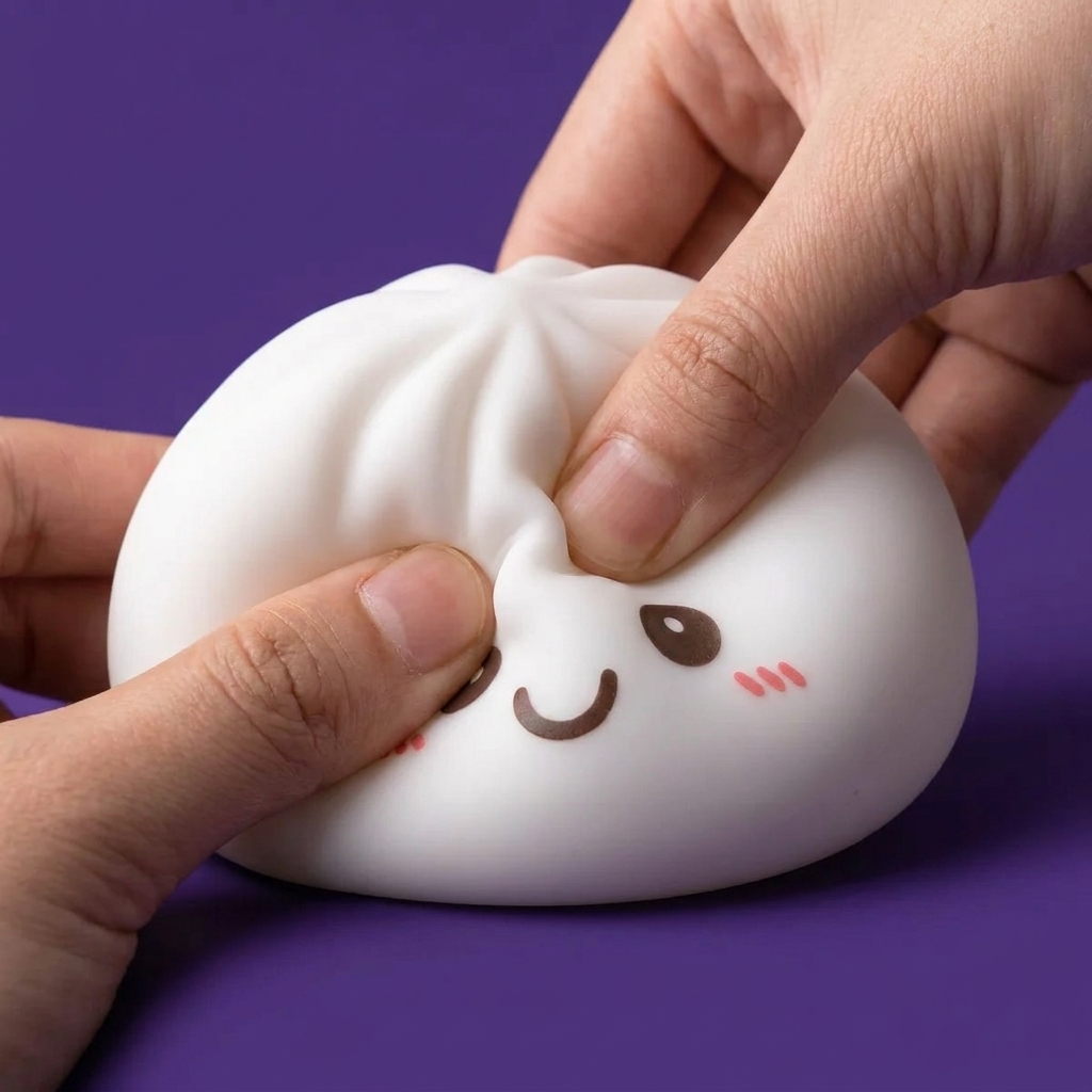 Dumpling Squishy Nachtlicht Weiß Mondlicht beim Drücken, weiches Material