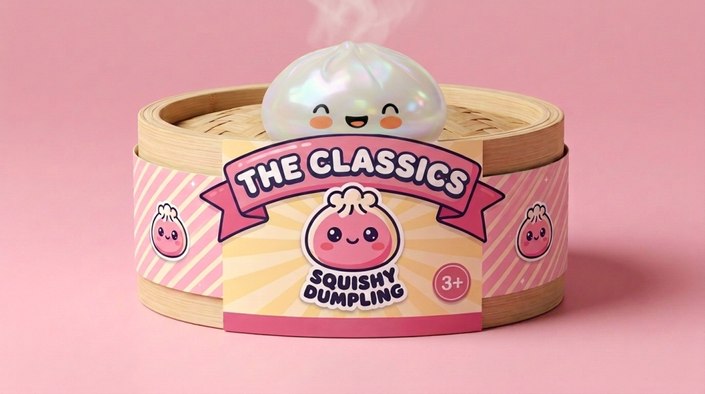 Dumpling Squishy Weiß Wolke im Bambus-Dämpfkörbchen