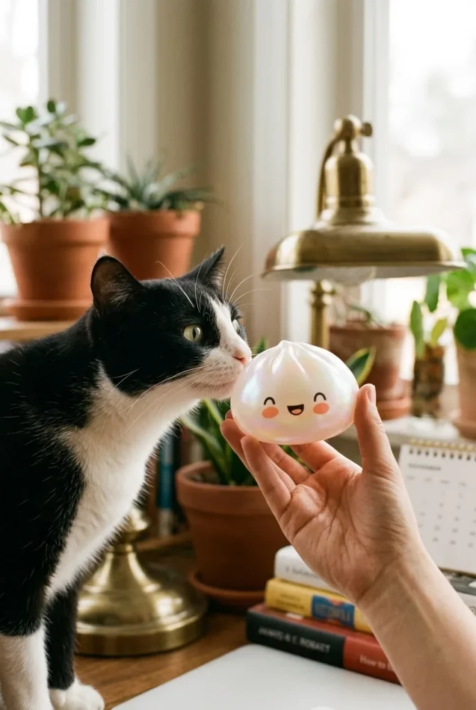 Dumpling Squishy Weiß Wolke mit einem Kuscheltier