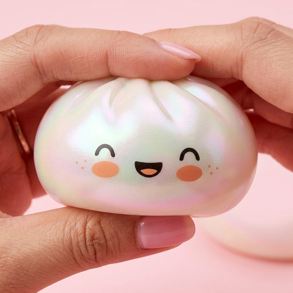 Dumpling Squishy Weiß Wolke — slow-rise Effekt, der Schaum federt langsam zurück