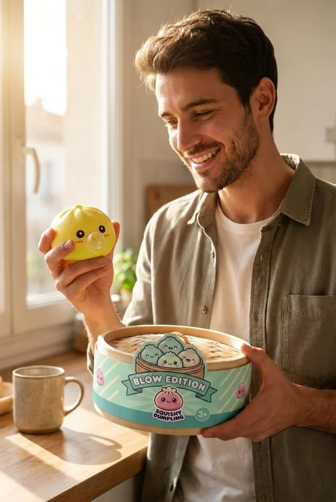 Jumbo Dumpling Squishy Gelb Riesig mit seiner Box