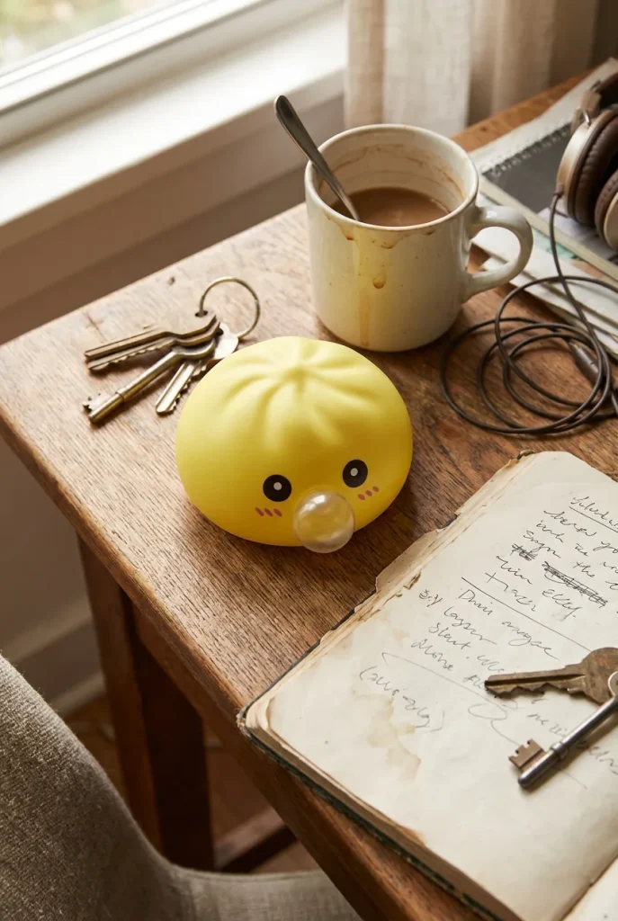 Jumbo Dumpling Squishy Gelb Riesig auf dem Schreibtisch