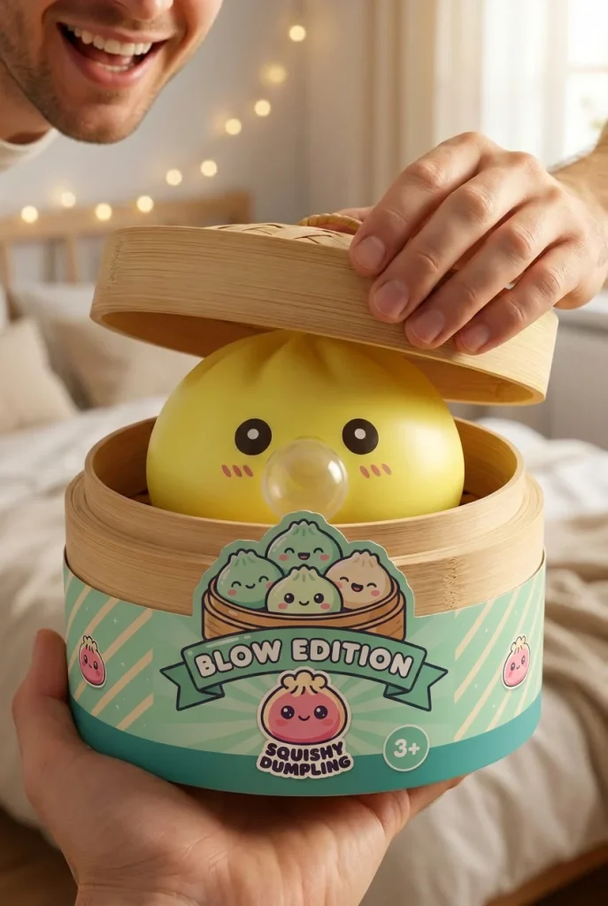 Jumbo Dumpling Squishy Gelb Riesig beim Auspacken