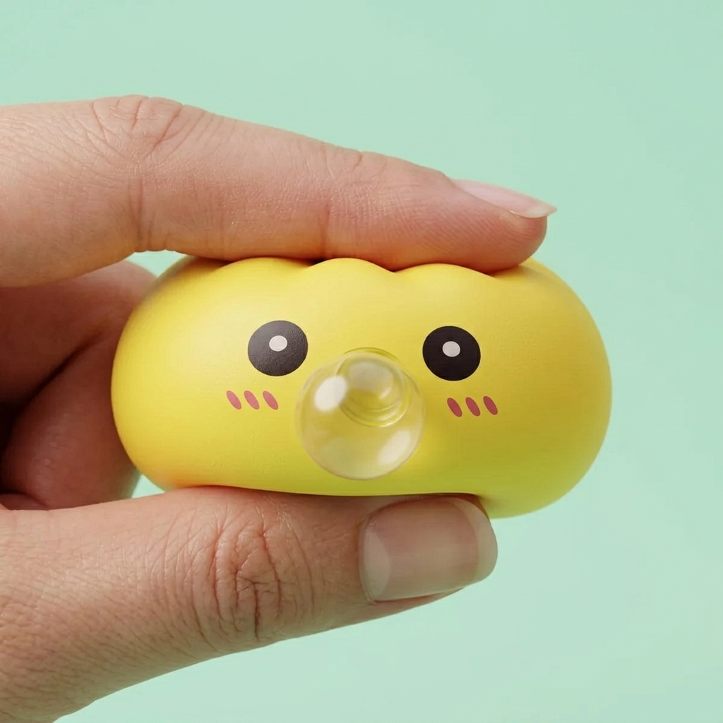 Jumbo Dumpling Squishy Gelb Riesig — slow-rise Effekt, der Schaum federt langsam zurück