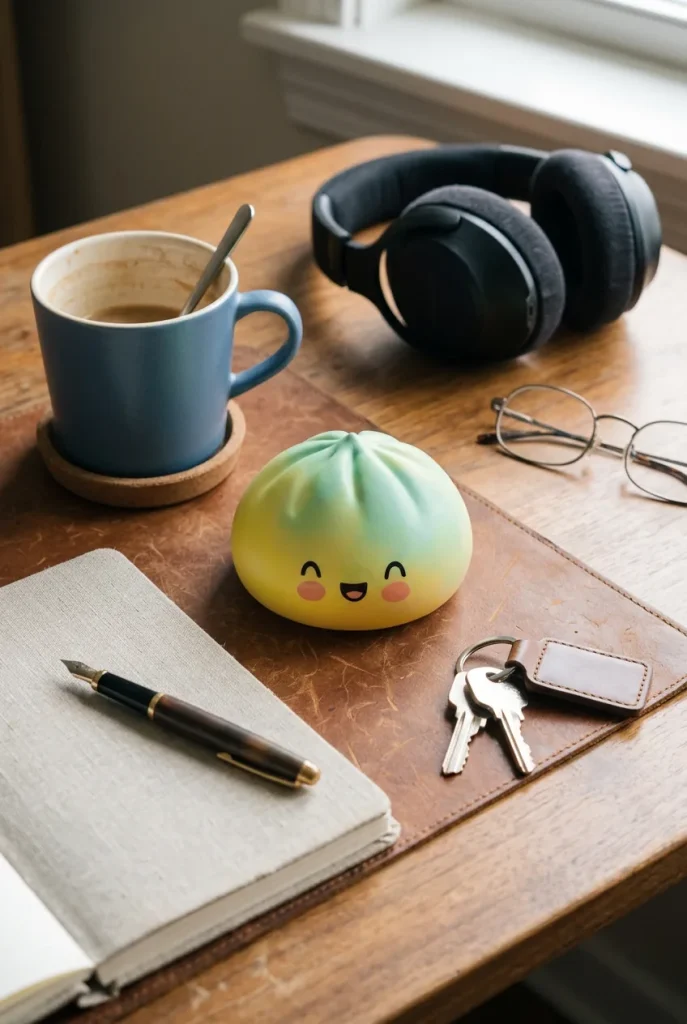 Squishy Dumpling Sunset Gelb auf dem Schreibtisch