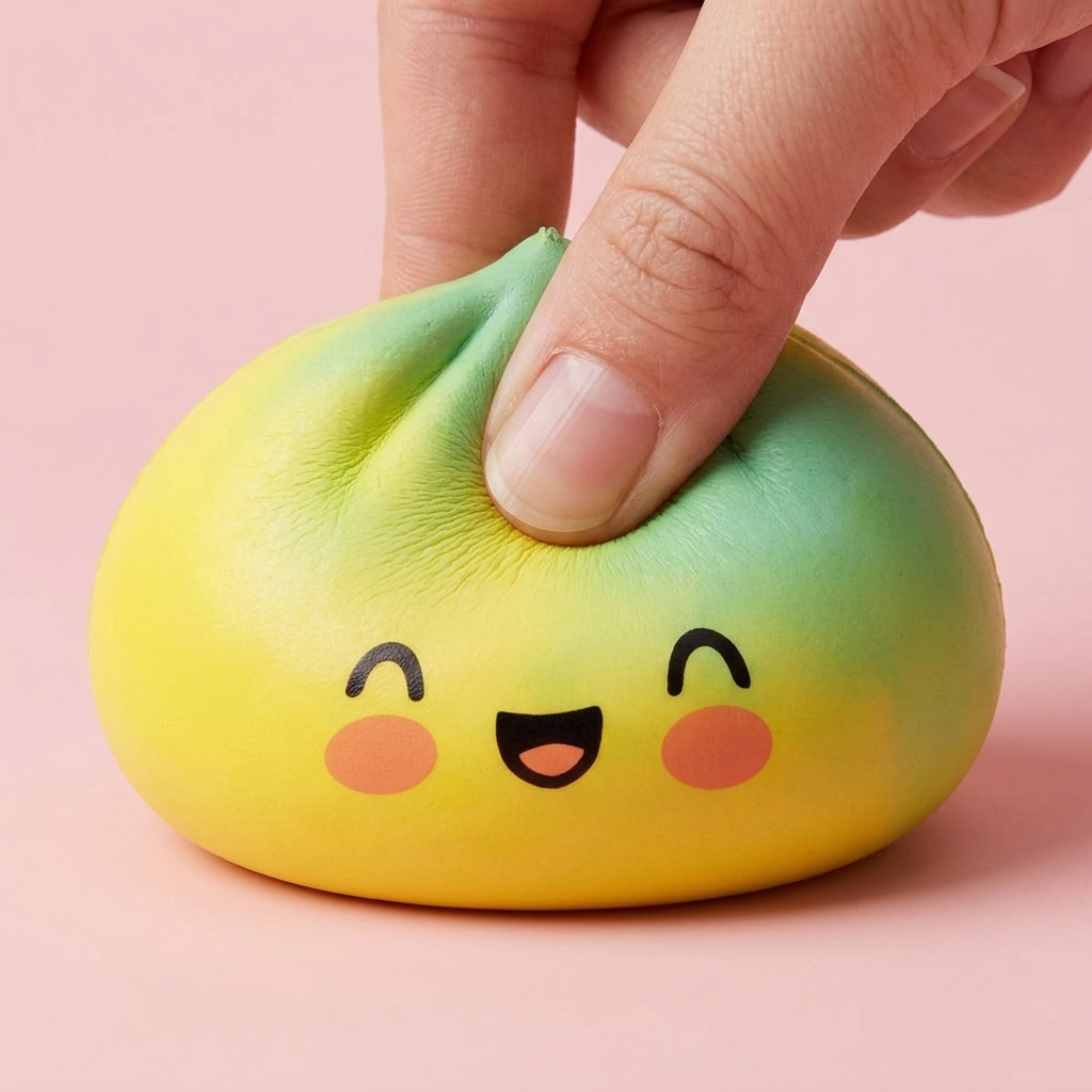 Squishy Dumpling Sunset Gelb — slow-rise Effekt, der Schaum federt langsam zurück