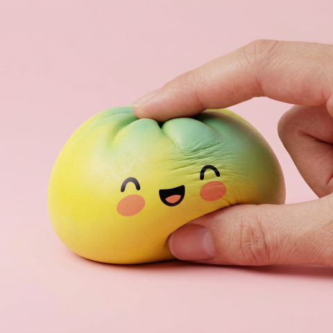 Squishy Dumpling Sunset Gelb beim Drücken, weiches Material