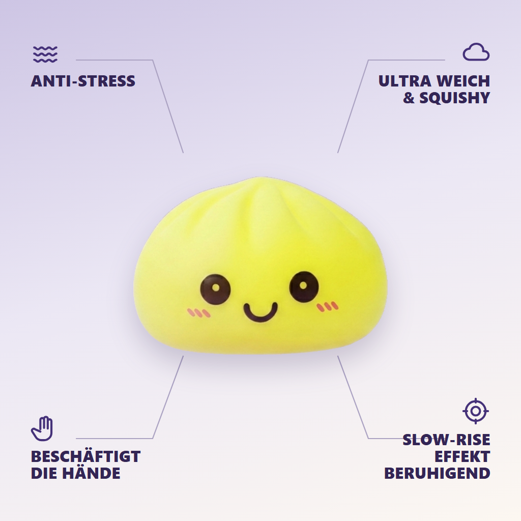Dumpling Squishy Nachtlicht Sonnengelb — seine Vorteile