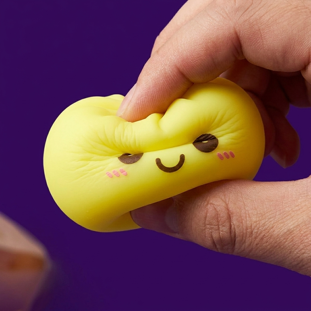 Dumpling Squishy Nachtlicht Sonnengelb — slow-rise Effekt, der Schaum federt langsam zurück