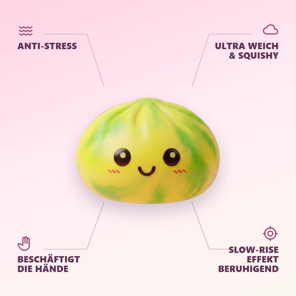 Dumpling Squishy Tie Dye Zitronengelb — seine Vorteile