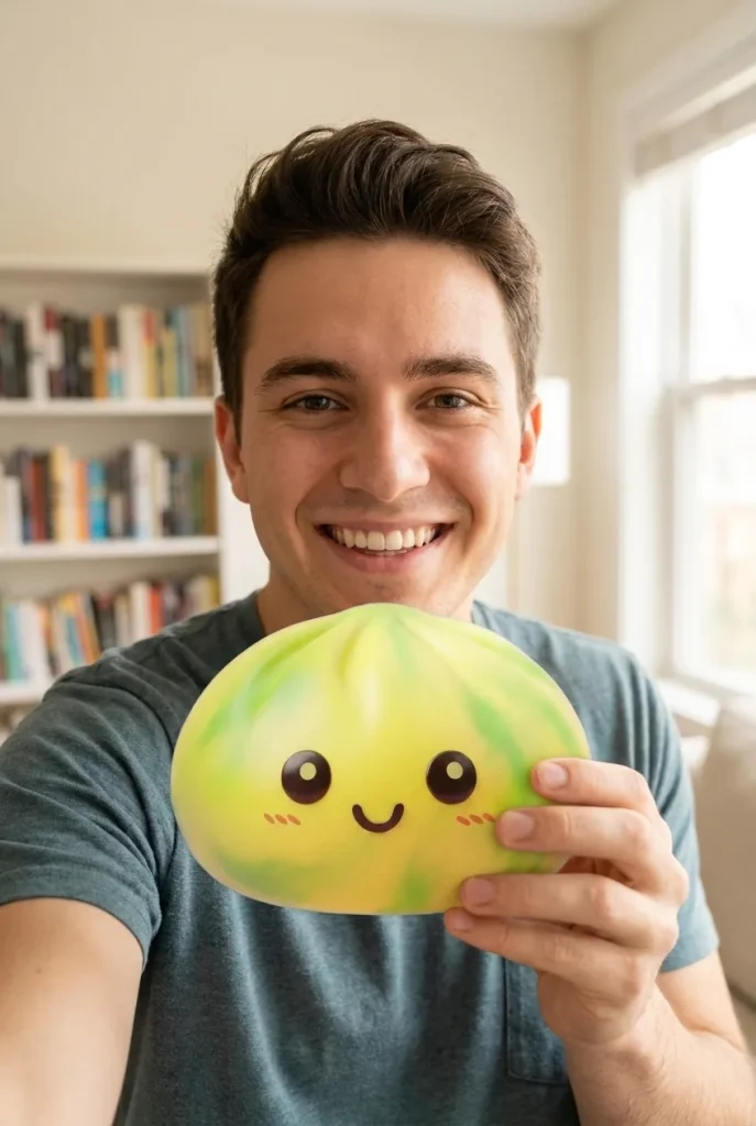 Dumpling Squishy Tie Dye Zitronengelb im Alltag