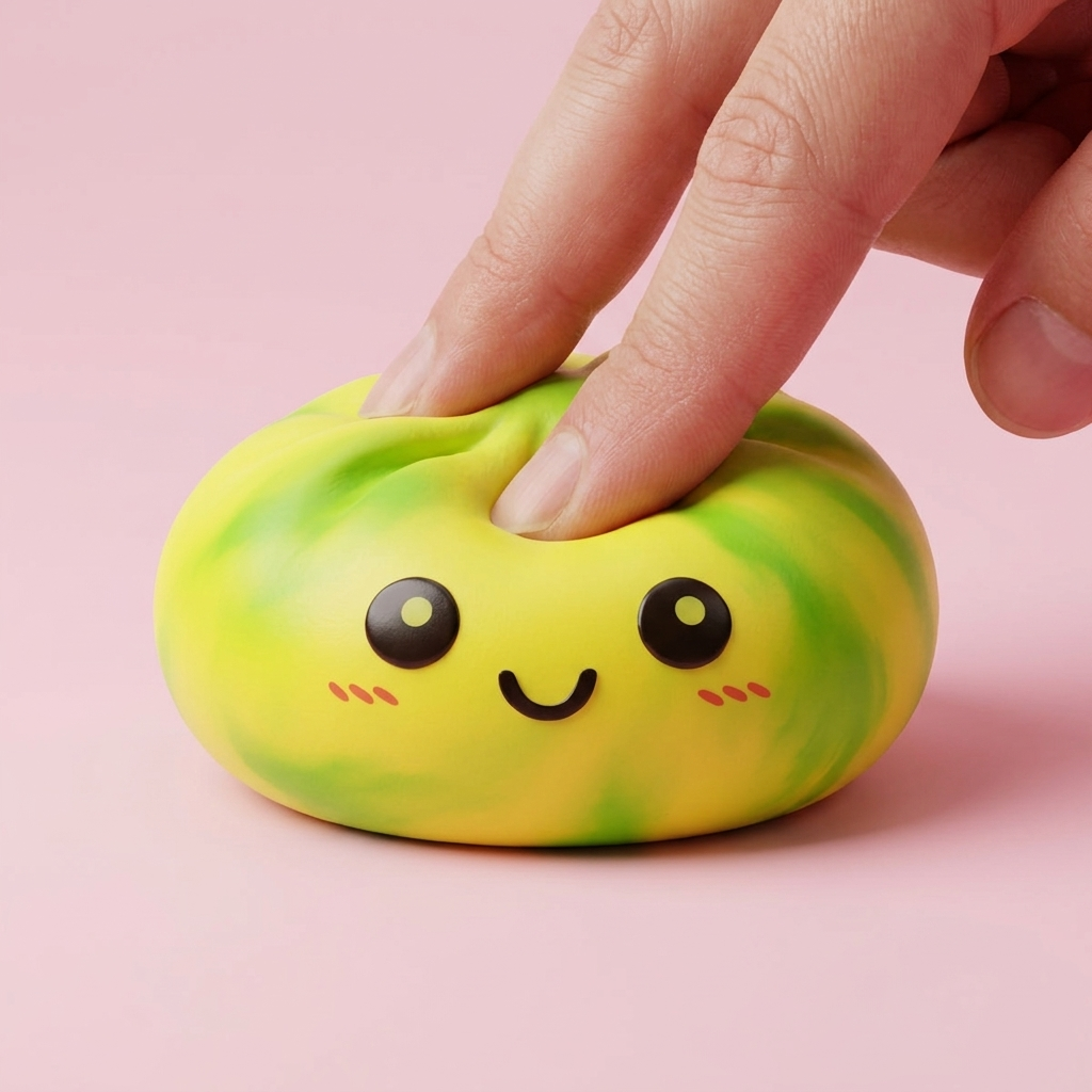 Dumpling Squishy Tie Dye Zitronengelb beim Drücken, weiches Material