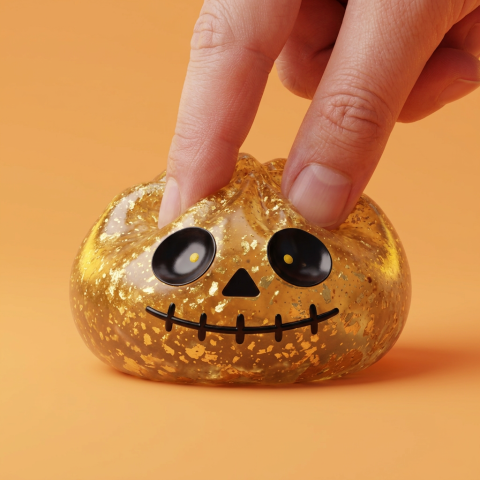 Dumpling Squishy Zombie Halloween Glitter Gold — slow-rise Effekt, der Schaum federt langsam zurück