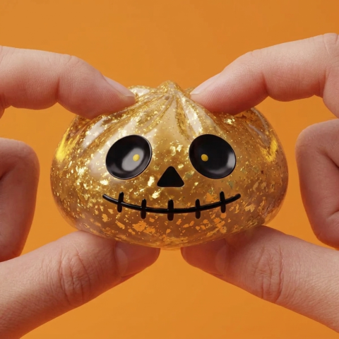 Dumpling Squishy Zombie Halloween Glitter Gold beim Drücken, weiches Material