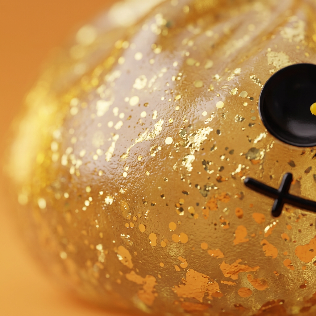 Dumpling Squishy Zombie Halloween Glitter Gold — Makro-Nahaufnahme der Textur