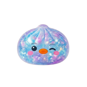 Dumpling Squishy Pinguin Blau Galaxy beim Drücken, weiches Material