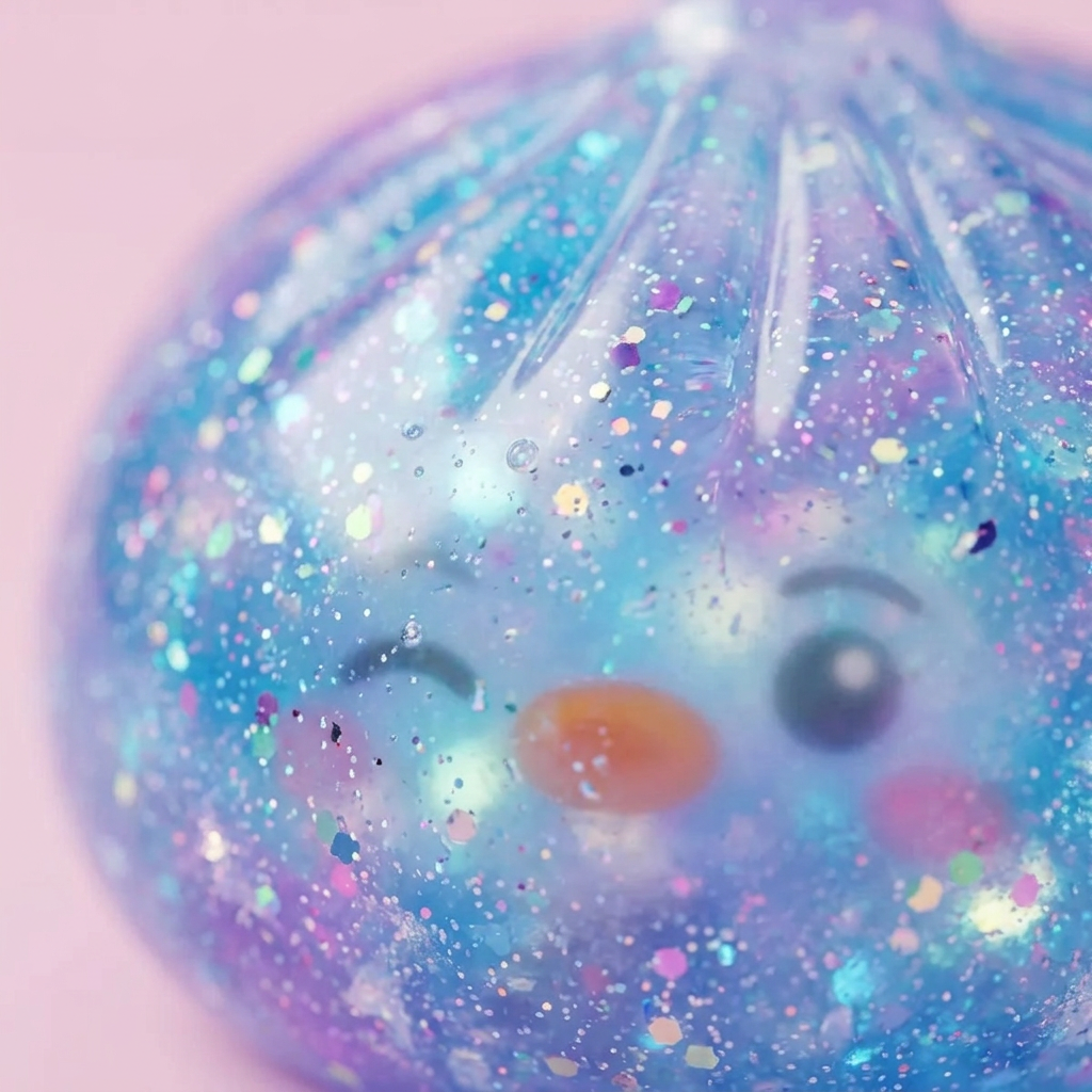 Dumpling Squishy Pinguin Blau Galaxy — Makro-Nahaufnahme der Textur