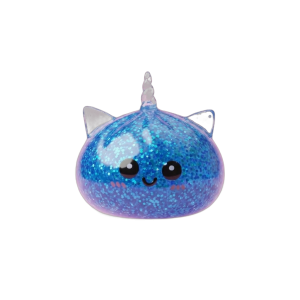 Dumpling Squishy Einhorn Glitter Blau beim Drücken, weiches Material