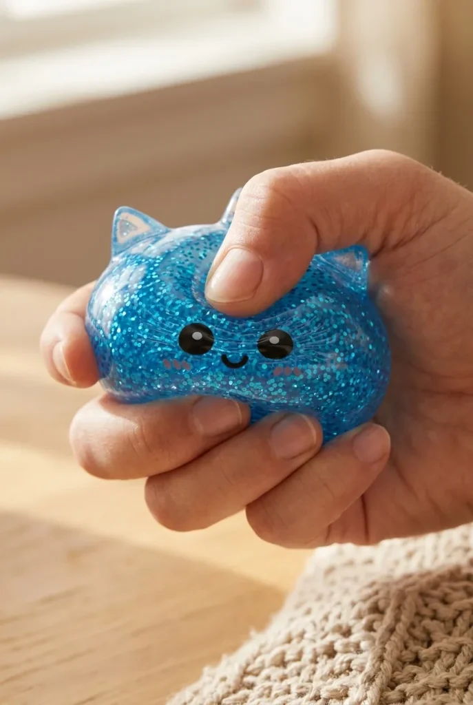 Dumpling Squishy Einhorn Glitter Blau beim Drücken