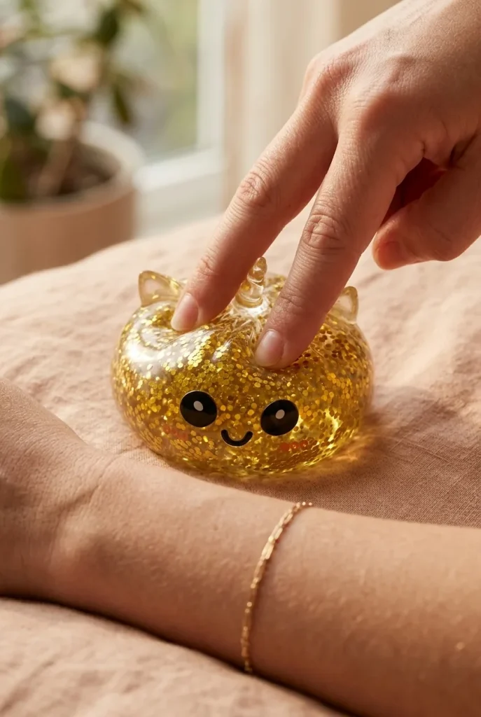 Einhorn Glitter Dumpling Squishy Gold beim Drücken