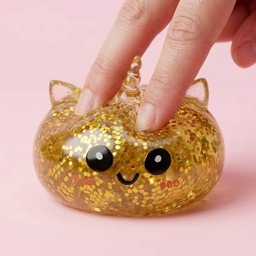 Einhorn Glitter Dumpling Squishy Gold beim Drücken, weiches Material