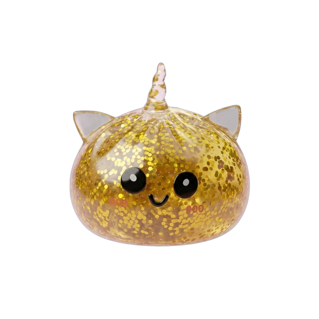 Einhorn Glitter Dumpling Squishy Gold beim Drücken, weiches Material