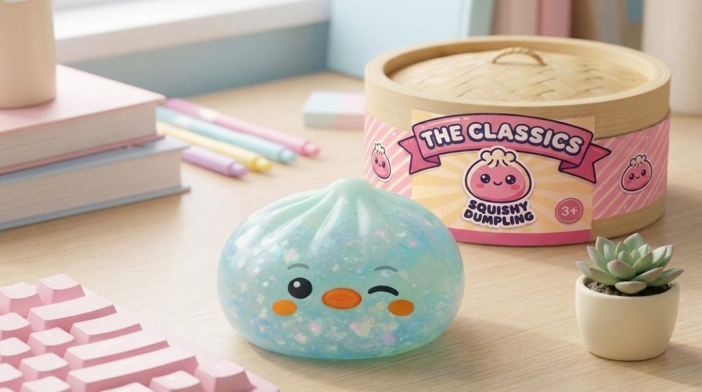 Dumpling Squishy Pinguin Mintgrün Frost in seiner kawaii Umgebung
