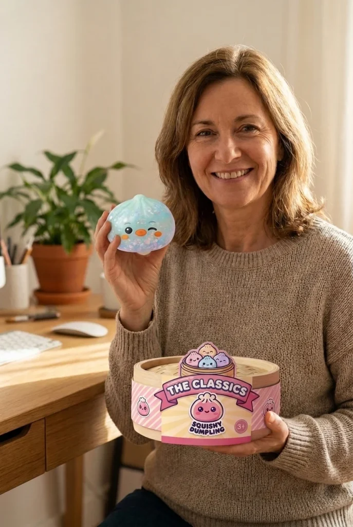 Dumpling Squishy Pinguin Mintgrün Frost mit seiner Box