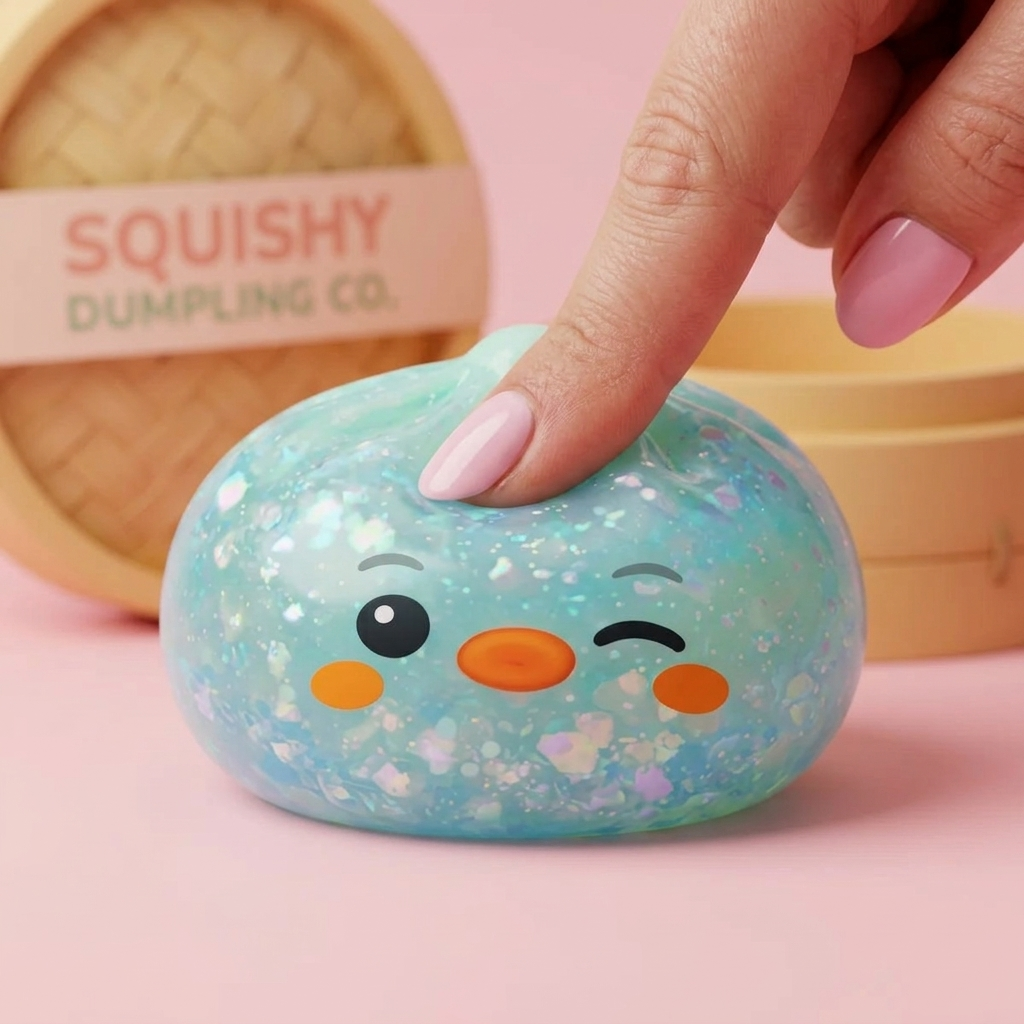 Dumpling Squishy Pinguin Mintgrün Frost beim Drücken, weiches Material