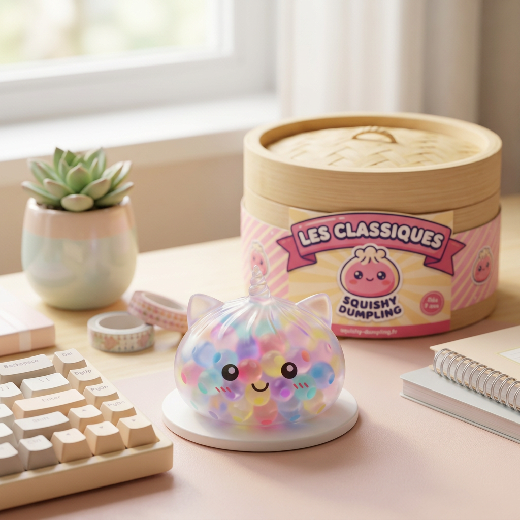 Squishy Dumpling Einhorn Bubble Pastell Multicolor in seiner kawaii Umgebung
