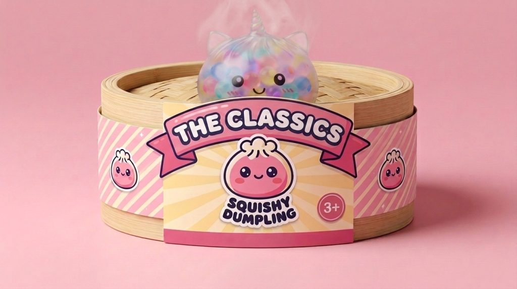 Squishy Dumpling Einhorn Bubble Pastell Multicolor im Bambus-Dämpfkörbchen