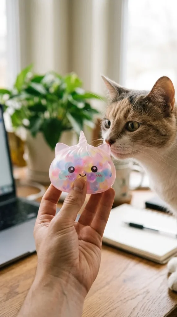 Squishy Dumpling Einhorn Bubble Pastell Multicolor mit einem Kuscheltier