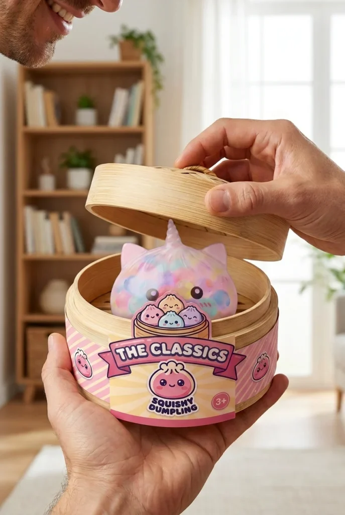 Squishy Dumpling Einhorn Bubble Pastell Multicolor beim Auspacken