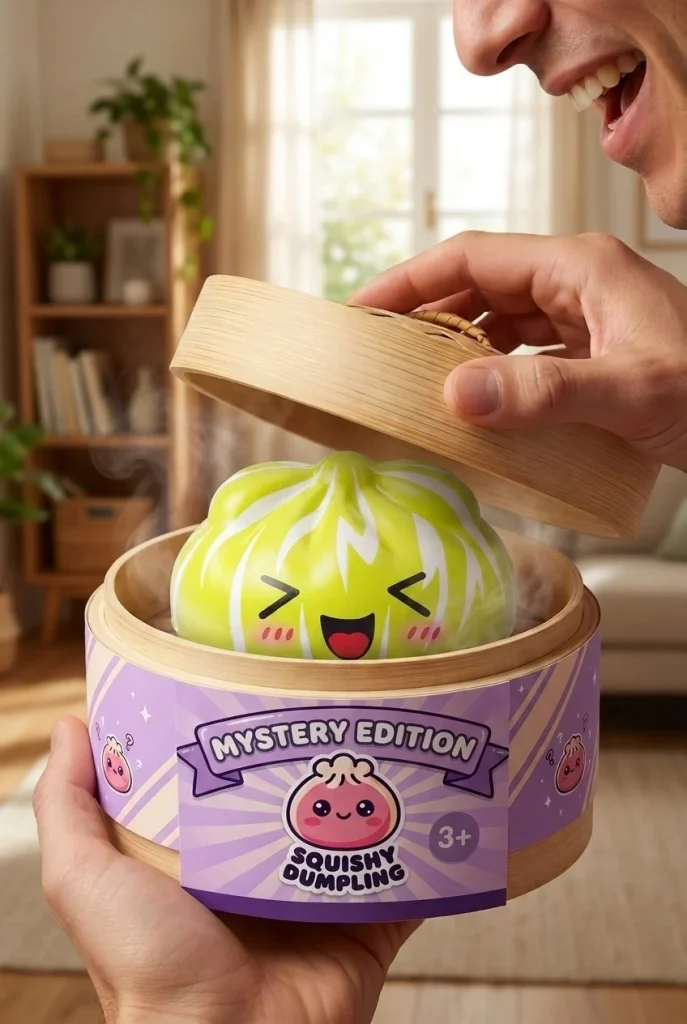 Squishy Dumpling Mystery Happy Faces Box beim Auspacken