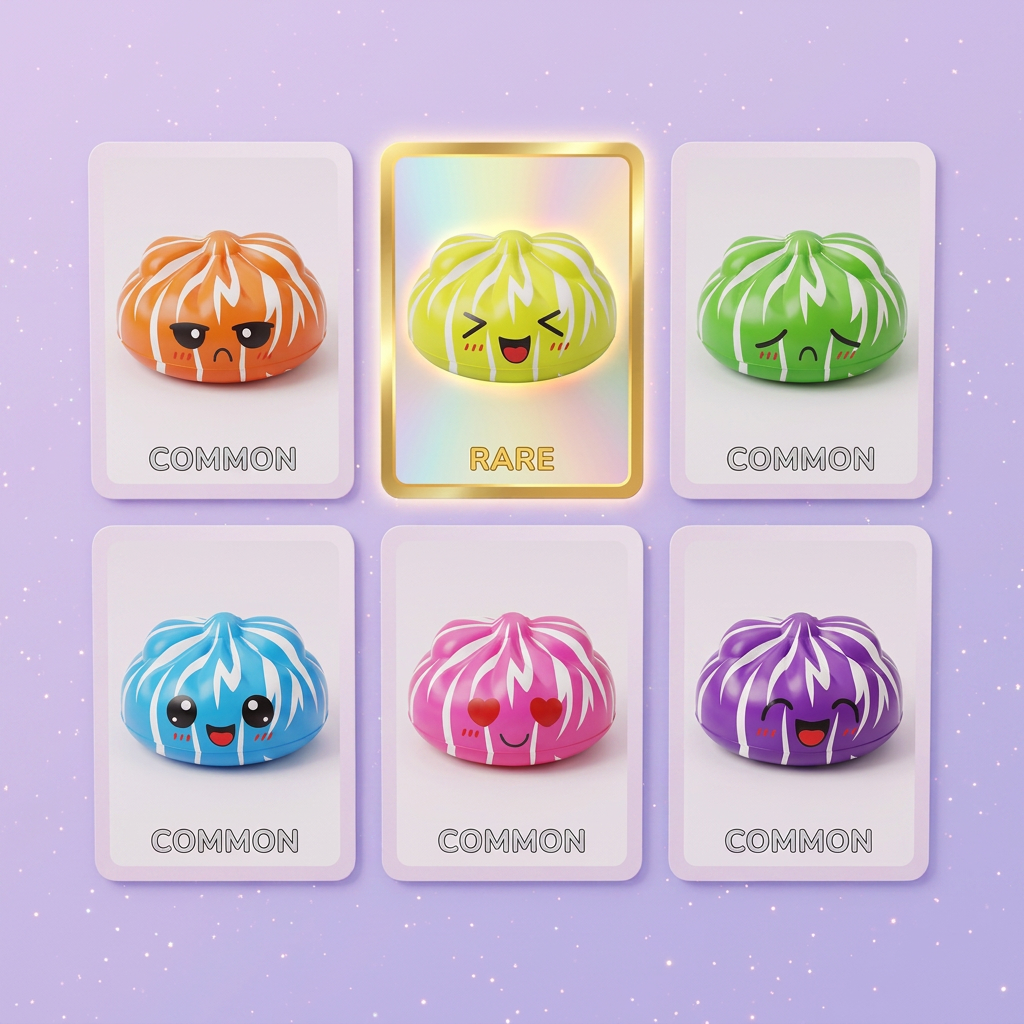 Squishy Dumpling Mystery Happy Faces Box beim Drücken, weiches Material